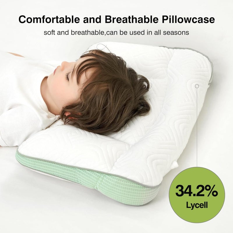 Children's sleep pillow, cervical support side sleeping pillow, PP cotton filled pillow, polyethylene hose partially filled pillow (suitable for 1-3 years old, pillow height 2/4cm) - Image 5