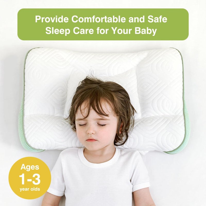Children's sleep pillow, cervical support side sleeping pillow, PP cotton filled pillow, polyethylene hose partially filled pillow (suitable for 1-3 years old, pillow height 2/4cm) - Image 4