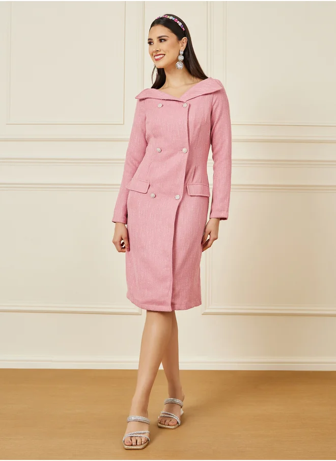 Styli Notched Collar Dress
