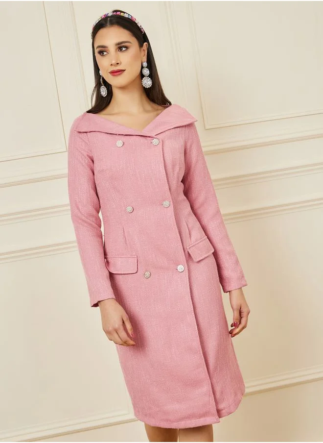 Styli Textured Knee Length Blazer Dress