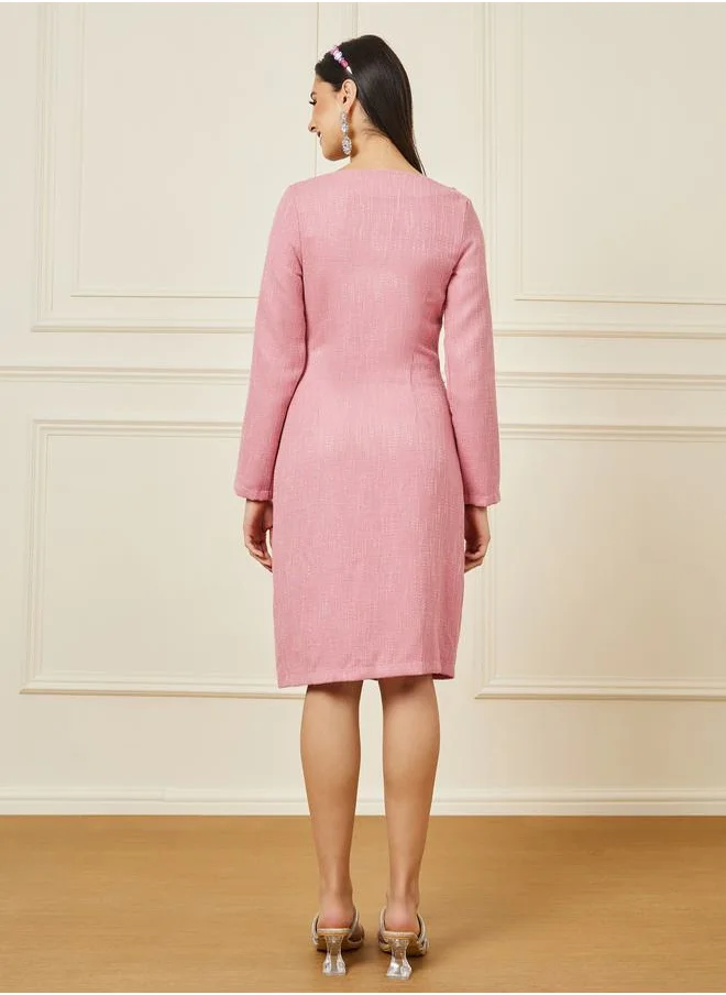 Styli Textured Knee Length Blazer Dress