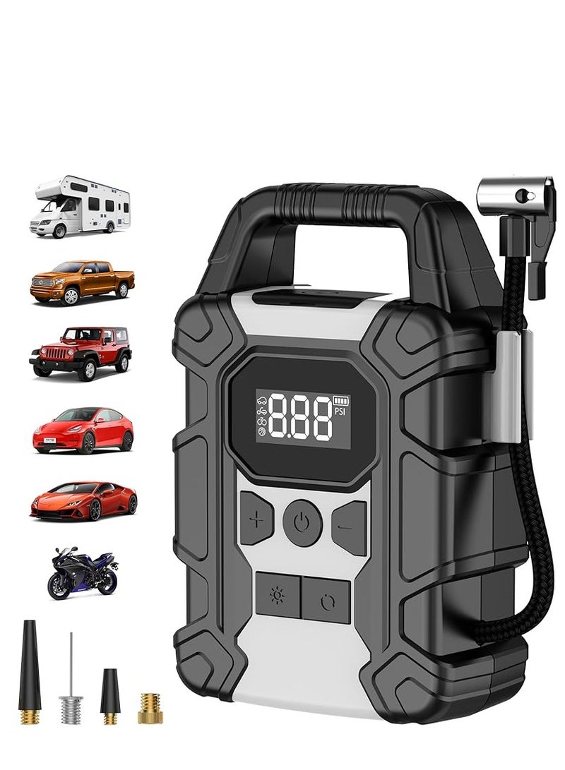 Luttec Digital Car Tyre Inflator,Portable Tire Inflator,Electric Air Compressor with 25mm Cylinder/7800mAh Battery Power Bank/Auto Stop/LED Light/LCD Screen/Handle,150 PSI Fast Cordless Air Pump for Car,Motorcycle,Bicycle,Ball Air Mattress - Image 1