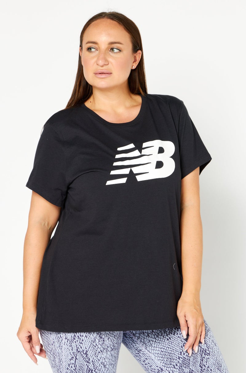 New Balance Women Sportswear Fit Short Sleeve Running T-Shirts, Black  - Image 1