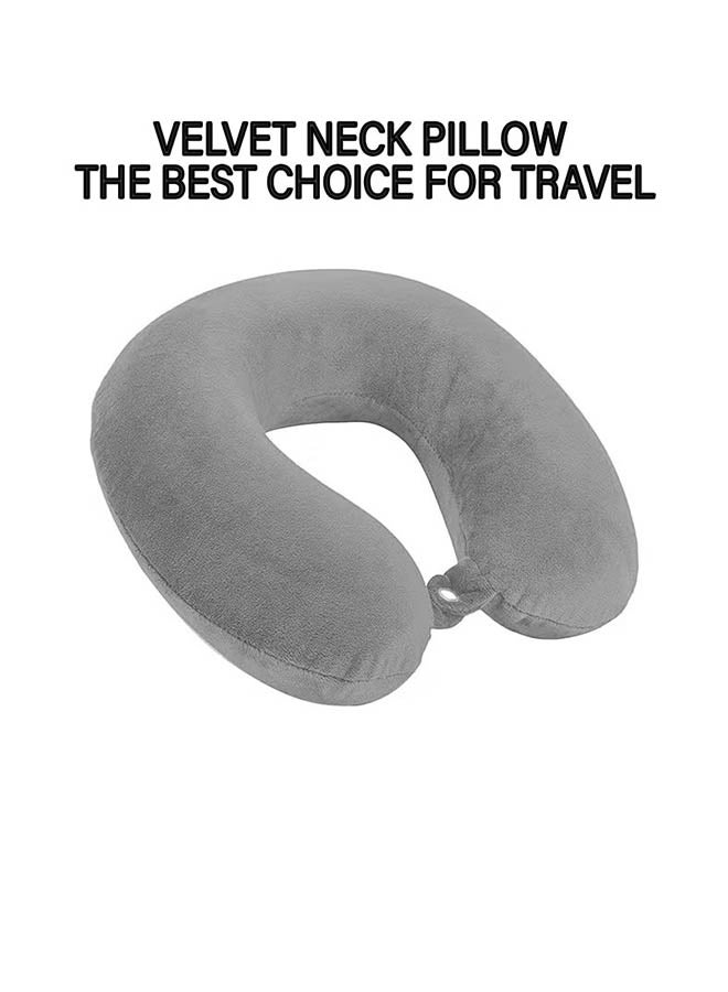 Kunzita Home Soft Velvet Neck Pillow   - 30x25x10 cm - Grey - Image 1