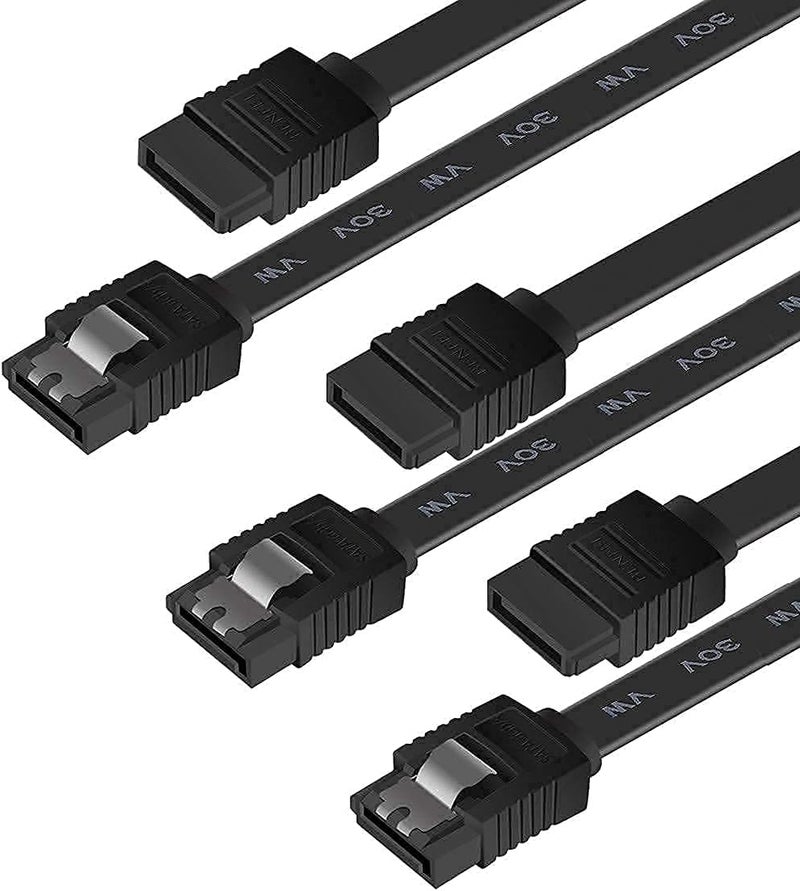 Benfei SATA Cable III, 3 Pack SATA Cable III 6Gbps Straight HDD SDD Data Cable with Locking Latch 18 Inch Compatible for SATA HDD, SSD, CD Driver, CD Writer - Black - Image 1