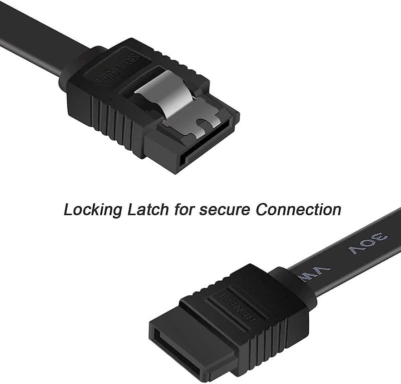 Benfei SATA Cable III, 3 Pack SATA Cable III 6Gbps Straight HDD SDD Data Cable with Locking Latch 18 Inch Compatible for SATA HDD, SSD, CD Driver, CD Writer - Black - Image 3