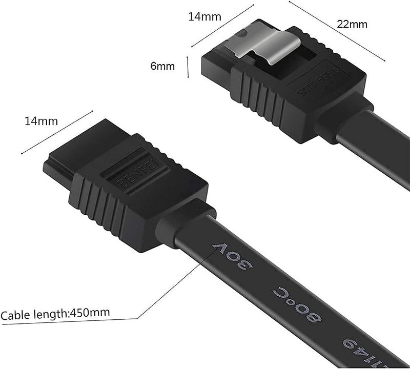 Benfei SATA Cable III, 3 Pack SATA Cable III 6Gbps Straight HDD SDD Data Cable with Locking Latch 18 Inch Compatible for SATA HDD, SSD, CD Driver, CD Writer - Black - Image 4
