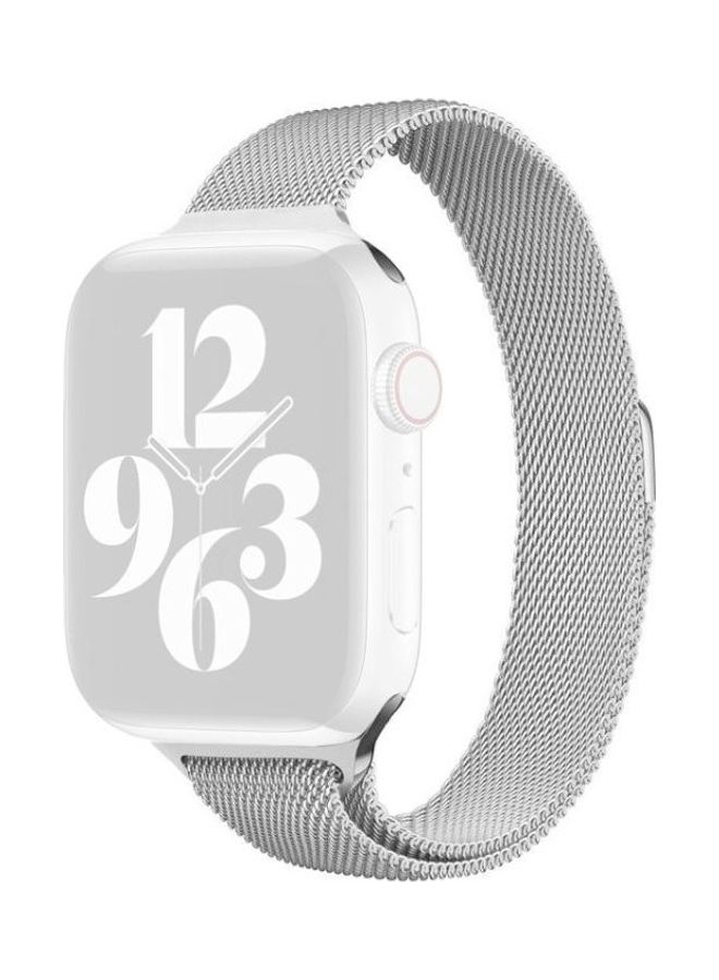 NIBEMINENT Milan Loopback Small Waist Replacement Watchband For Apple Watch Series 7/6/5/4/3/2/1/SE 41/40/38mm Silver - Image 1