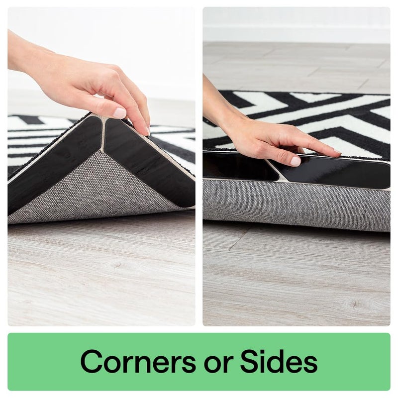 GORILLA GRIP Rug Gripper Pads Keep Area Rugs Corners from Curling, Reusable Double-Sided Stickers Holds Down Carpet in Place, Grips on Tile and Hardwood Floors Helps Prevent Sliding, Home DÃ©cor, 8 Pcs - Image 4