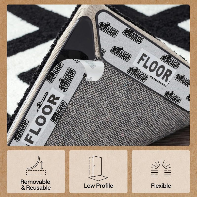 GORILLA GRIP Rug Gripper Pads Keep Area Rugs Corners from Curling, Reusable Double-Sided Stickers Holds Down Carpet in Place, Grips on Tile and Hardwood Floors Helps Prevent Sliding, Home DÃ©cor, 8 Pcs - Image 5