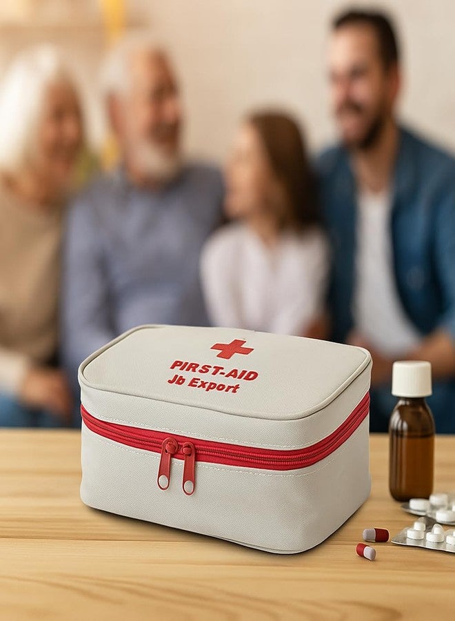 JB Export حقيبة إسعافات أولية للسفر من النايلون من JB Export، حقيبة تنظيمية مع جيب للأدوية، حقيبة فارغة للسفر بالسيارة، المنزل، المكتب، رمادي - Image 3