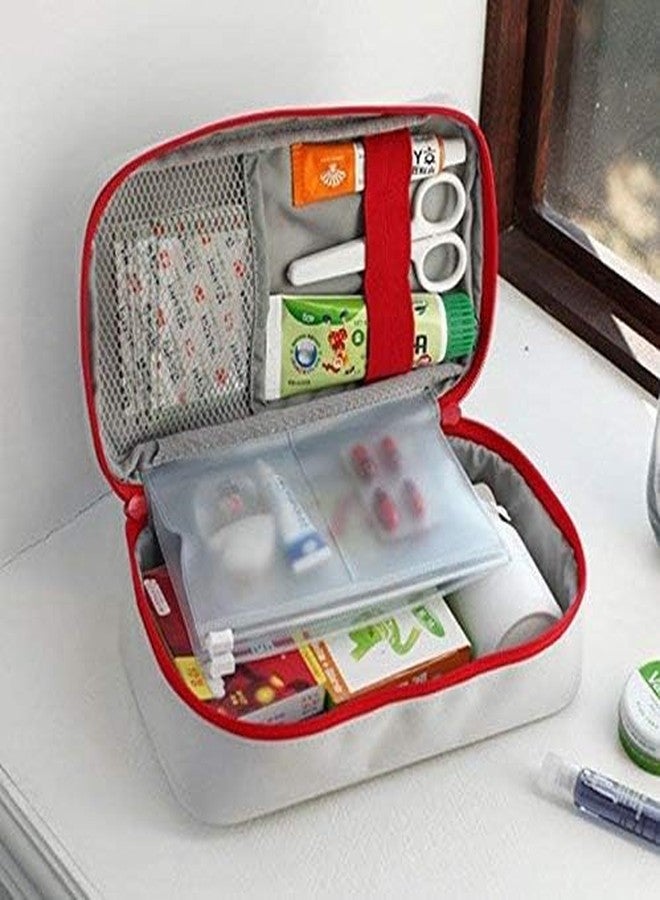 JB Export حقيبة إسعافات أولية للسفر من النايلون من JB Export، حقيبة تنظيمية مع جيب للأدوية، حقيبة فارغة للسفر بالسيارة، المنزل، المكتب، رمادي - Image 5