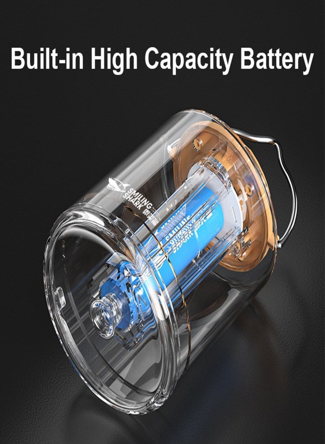 القرش المبتسم مصباح تخييم LED محمول، مقاوم للماء، قابل لإعادة الشحن عبر منفذ USB، بثلاثة أوضاع إضاءة، مثالي للتخييم والمشي لمسافات طويلة وصيد الأسماك. - Image 2