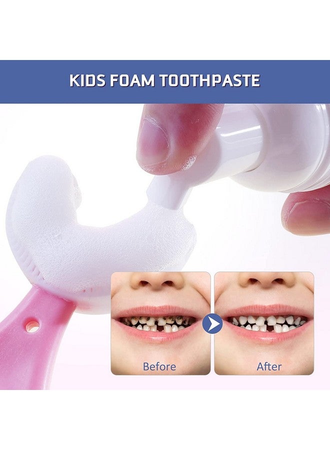 Mcukv Foam Toothpaste Kids with Fruit Flavor, Toddler Foam Toothpaste with Low Fluoride for U Shaped Toothbrush, Foaming Toothpaste and Mouthwash for Dental Care for Children (4 Pack with 4 Fruit Flavors) - Image 5