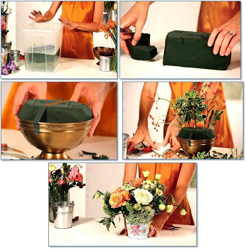 NKB Traders Wet Floral Foam Blocks Large Floral Bricks Flower Mud Foam Kit for Florist Floral Arrangement Green Styrofoam Dry or Wet 9L x 31W x 43 H Pack of 2  - Image 5