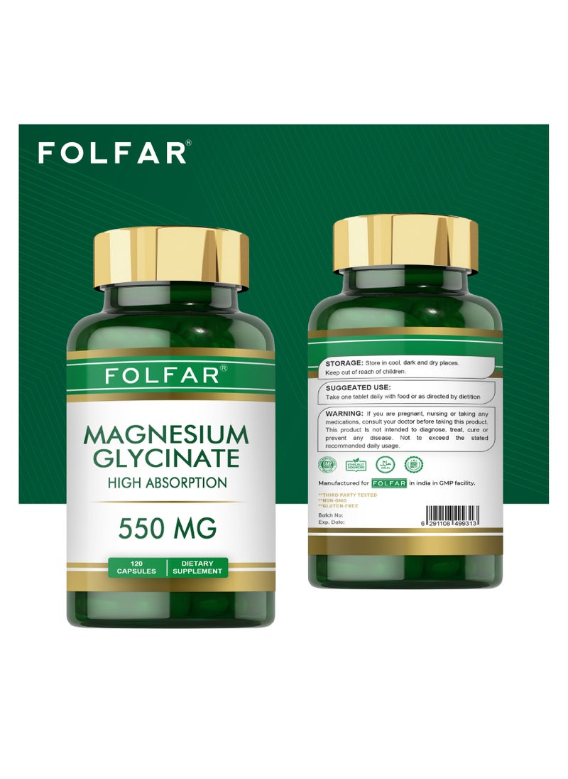 Folfar Magnesium Glycinate 550mg - 120 Capsules  - Image 3