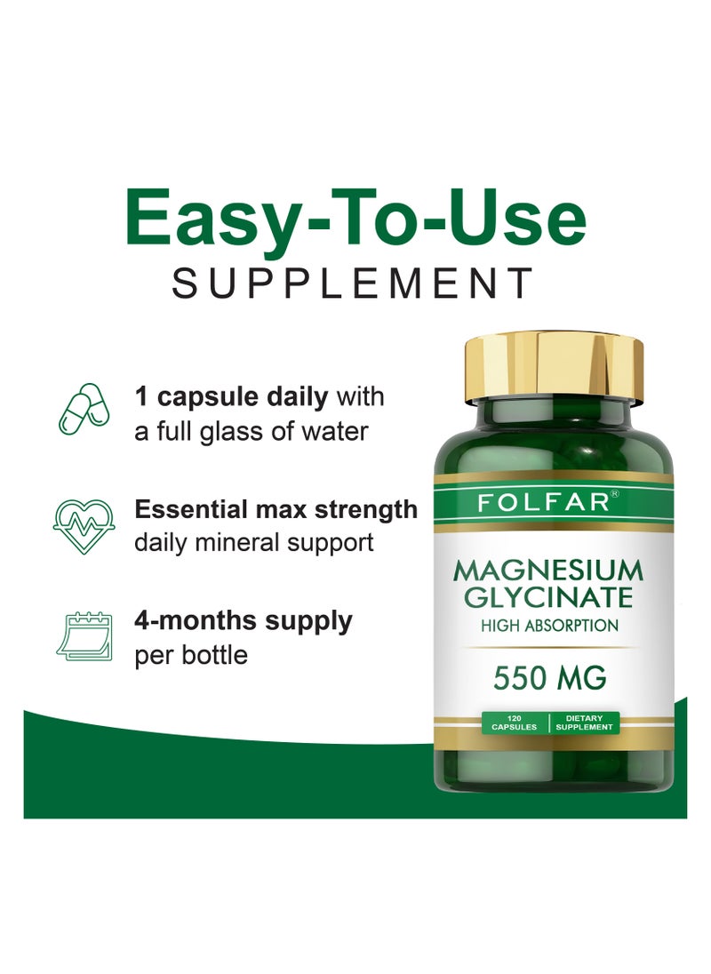 Folfar Magnesium Glycinate 550mg - 120 Capsules  - Image 5