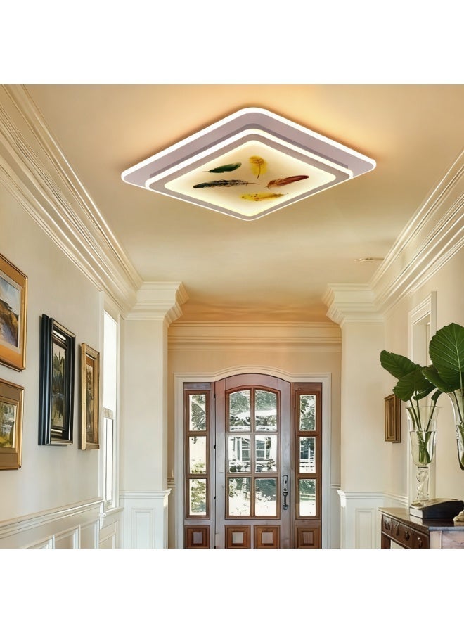Luxury Feather Art LED Ceiling Light - Square decorative light, providing soft ambient lighting, ideal for living rooms, bedrooms, and balconies; a must-have item for stylish home décor. - Image 5