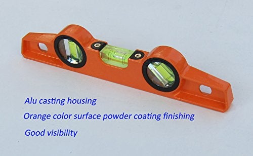FITOOL Professional Magnetic Scaffolding Spirit Level 10-Inch, Milling V-groove Base with 5 Strong Rare Earth Magnets for Superior Gripping Power, Die Cast Magnetic Torpedo Level 250MM and Holster - Image 2