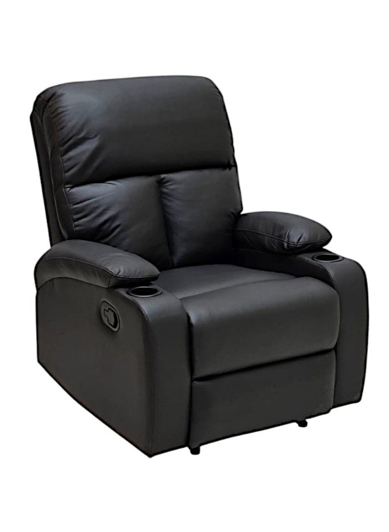 Sabir & Bros Furniture LLC SBF Single Seater Fabric Recliner Sofa – Manual Reclining One-Seater Lounge Chair with Cup Holders – Modern Design & Ultimate Comfort for Living Room & Home Relaxation, Black - Image 1