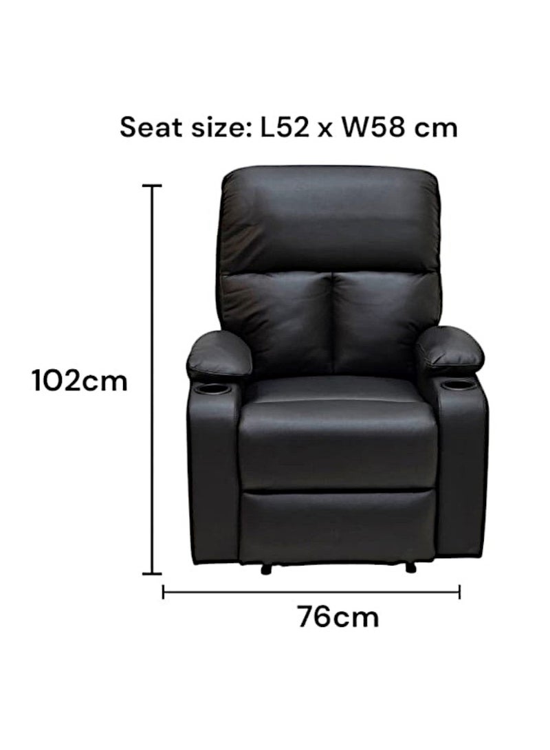 Sabir & Bros Furniture LLC SBF Single Seater Fabric Recliner Sofa – Manual Reclining One-Seater Lounge Chair with Cup Holders – Modern Design & Ultimate Comfort for Living Room & Home Relaxation, Black - Image 3