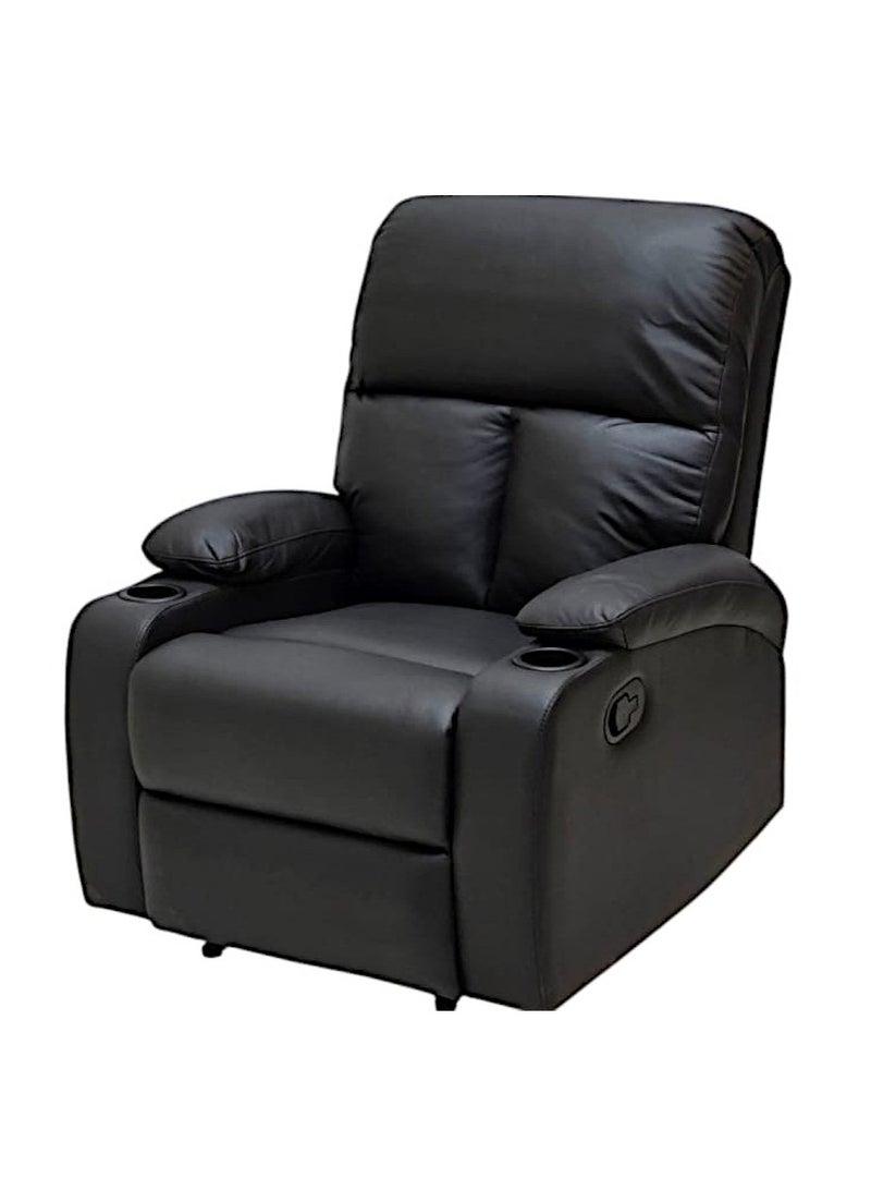 Sabir & Bros Furniture LLC SBF Single Seater Fabric Recliner Sofa – Manual Reclining One-Seater Lounge Chair with Cup Holders – Modern Design & Ultimate Comfort for Living Room & Home Relaxation, Black - Image 5