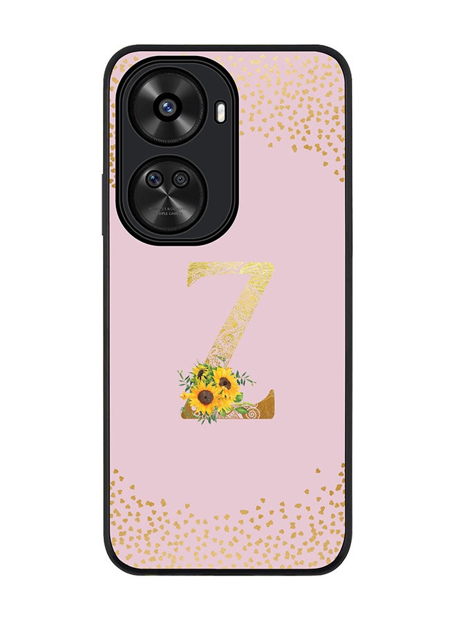 Stylizedd Rugged Black edge case for Huawei nova 12 SE / Huawei nova 11 SE 4G,Slim fit Cover Custom Monogram Initial Letter Floral Pattern Alphabet - Z (Pink) - Image 1
