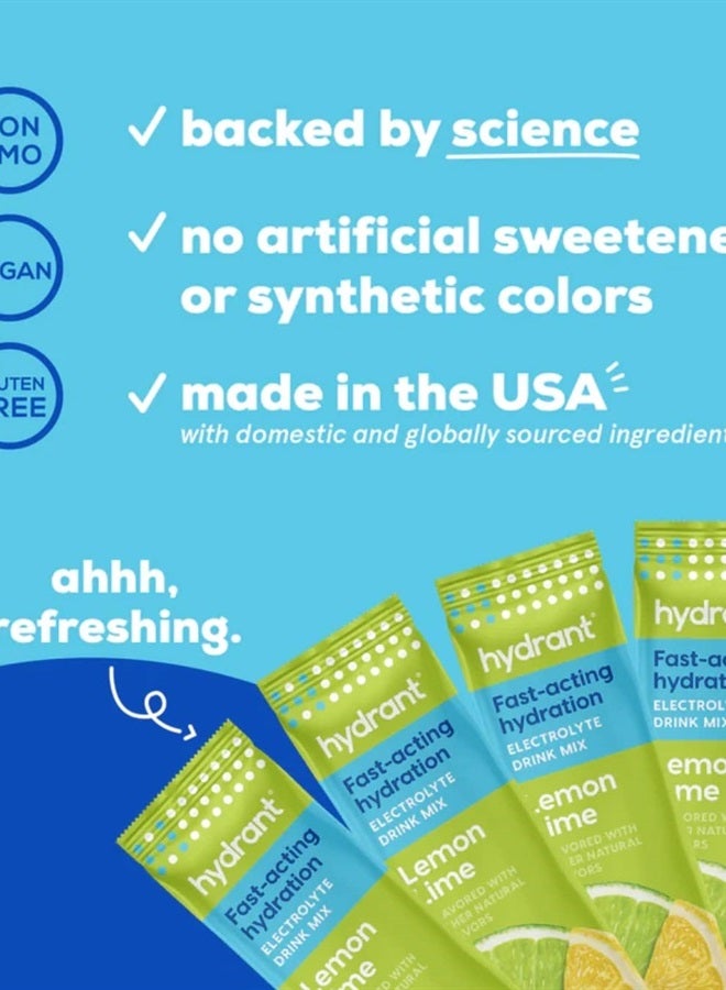 Hydrant Hydrate, Individual Hydration Electrolyte Powder Stick Packets with No Artificial Sweeteners, Colors, or Fillers (Lemon Lime, 30 Pack) - Image 3