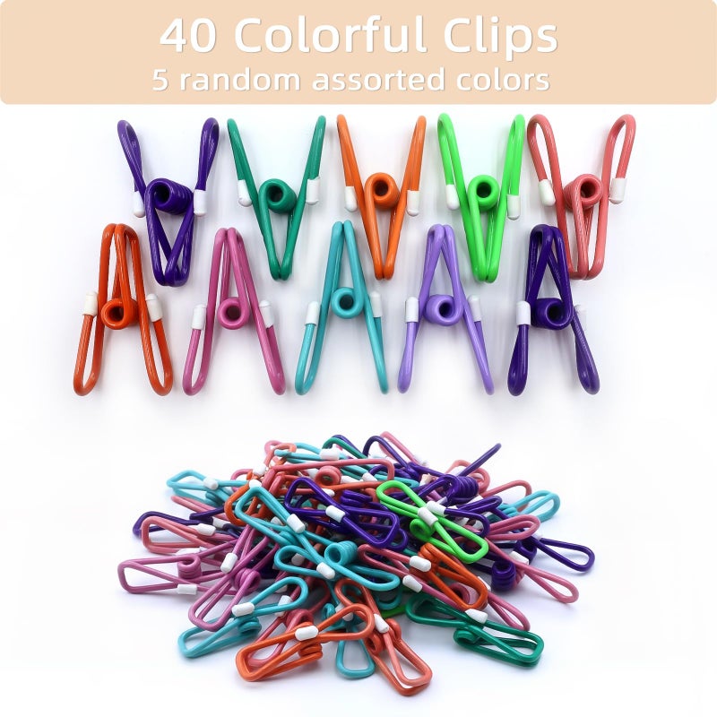 ChicRange Chip Clips, 40 Pack Colorful Metal Chip Bag Clips with Rubber Caps PVC-Coated Strong Spring Steel Clip for Food Package, Chips Bag, Snack, Clothes pins, Paper, 5 Random Colors 2.2 Inch - Image 3