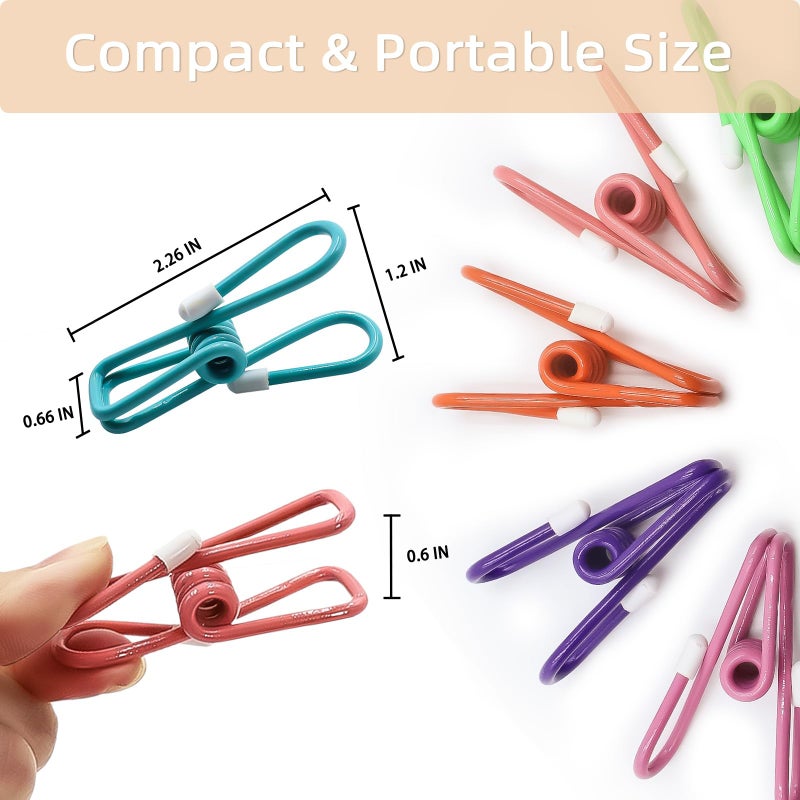 ChicRange Chip Clips, 40 Pack Colorful Metal Chip Bag Clips with Rubber Caps PVC-Coated Strong Spring Steel Clip for Food Package, Chips Bag, Snack, Clothes pins, Paper, 5 Random Colors 2.2 Inch - Image 5