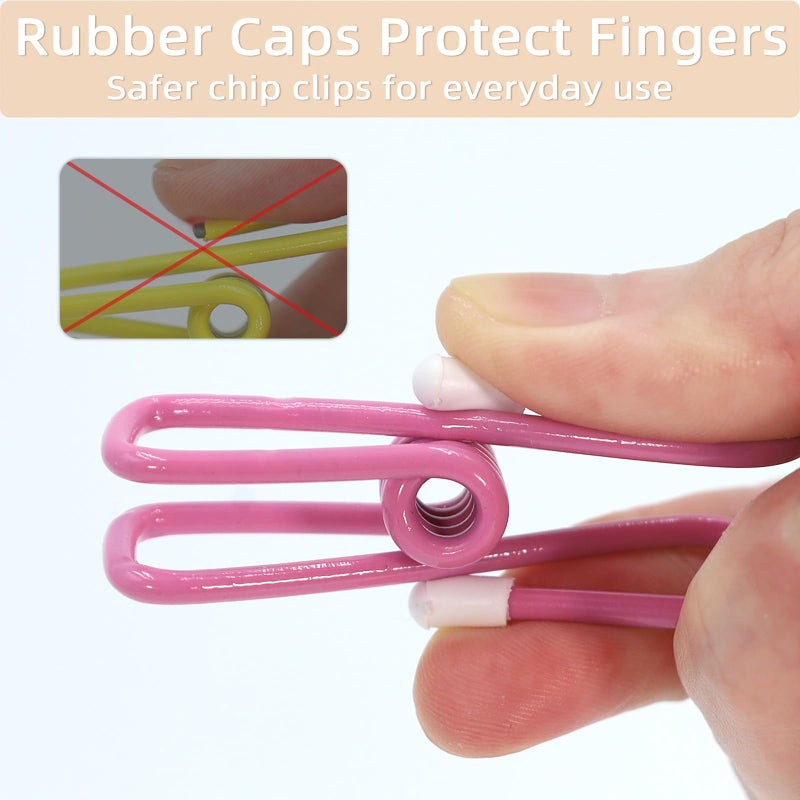 ChicRange Chip Clips, 40 Pack Colorful Metal Chip Bag Clips with Rubber Caps PVC-Coated Strong Spring Steel Clip for Food Package, Chips Bag, Snack, Clothes pins, Paper, 5 Random Colors 2.2 Inch - Image 2