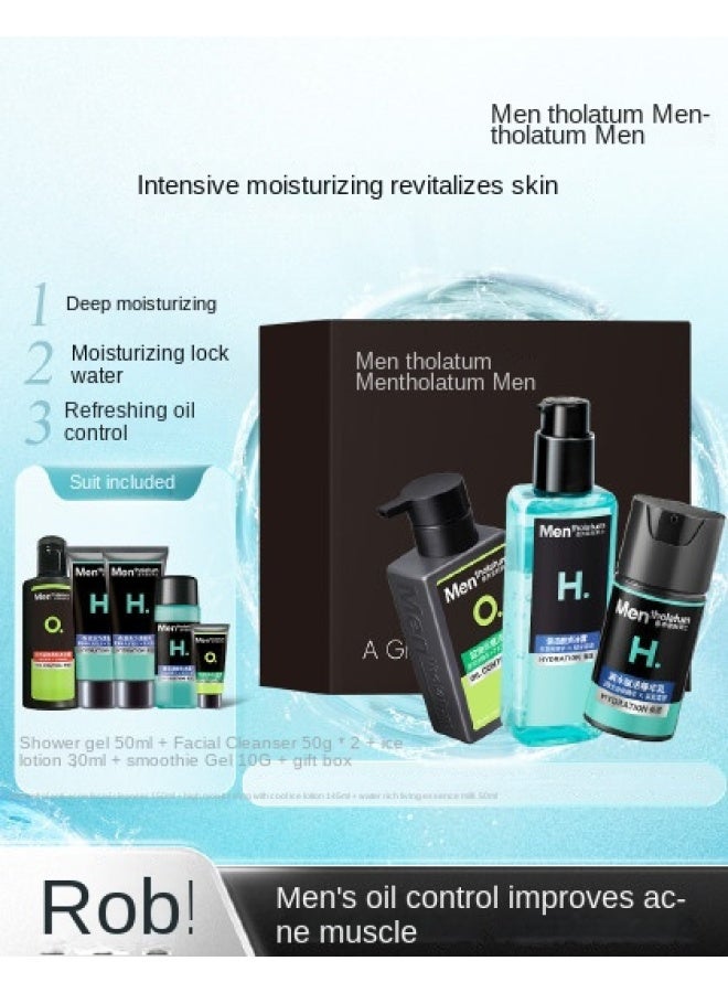 mentholatum Annual Best Seller】men's Oil Control & Hydration Skincare Set - Cleanser, Toner & Moisturizer For Oil-free, Fresh Skin & Acne Care, Perfect Gift For Him - Image 2