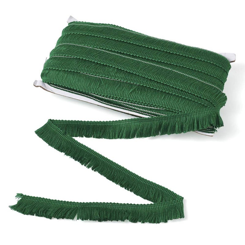 MegaPet Polyester Fringe Tassel Lace Trim 1 Inch x 82 Feet Chainette Fringe Fibre Trim Green for Sewing Quilting Clothes Accessories Lampshade Curtain Home Decoration