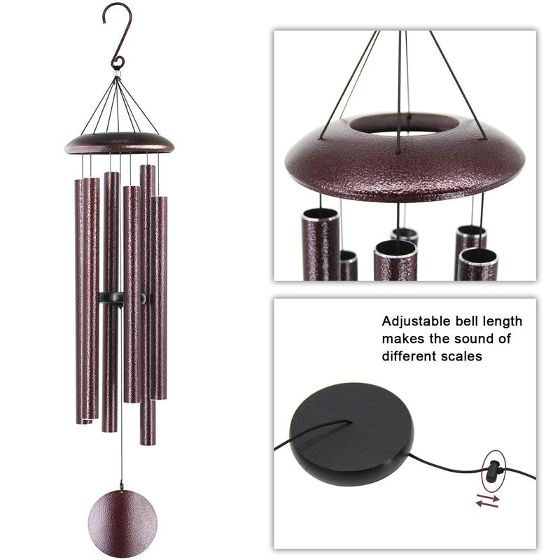 ASTARIN Outdoor Wind Chimes, 45 in Memorial Chimes with 6 Heavy Tubes, Large Deep Tone for Garden Hanging Decor, Sympathy Gifts. Bronze - Image 3