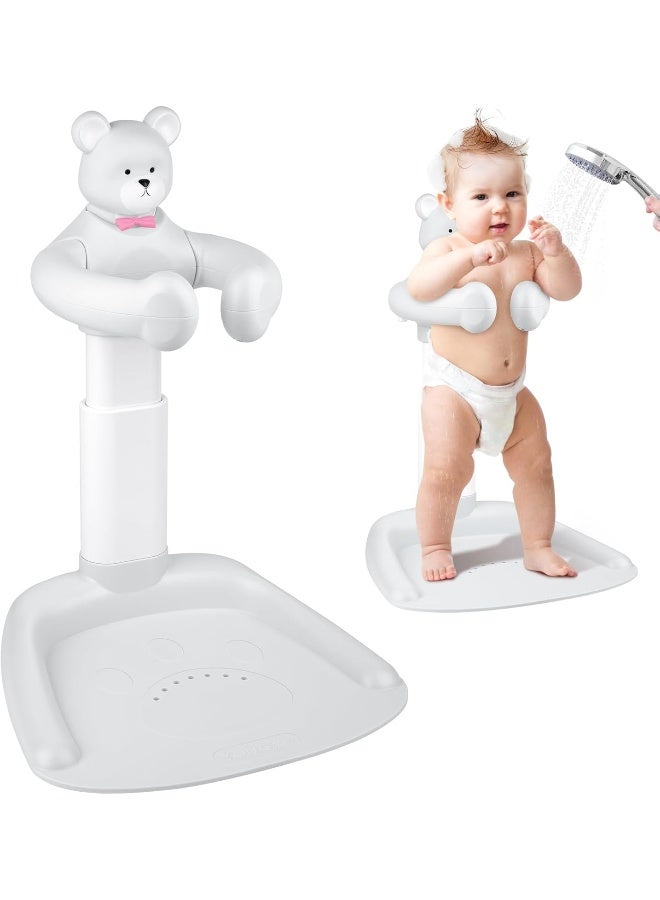 XSMNER Adjustable Anti-Slip Baby Shower Standing Support with Squeaky Bear - Image 1