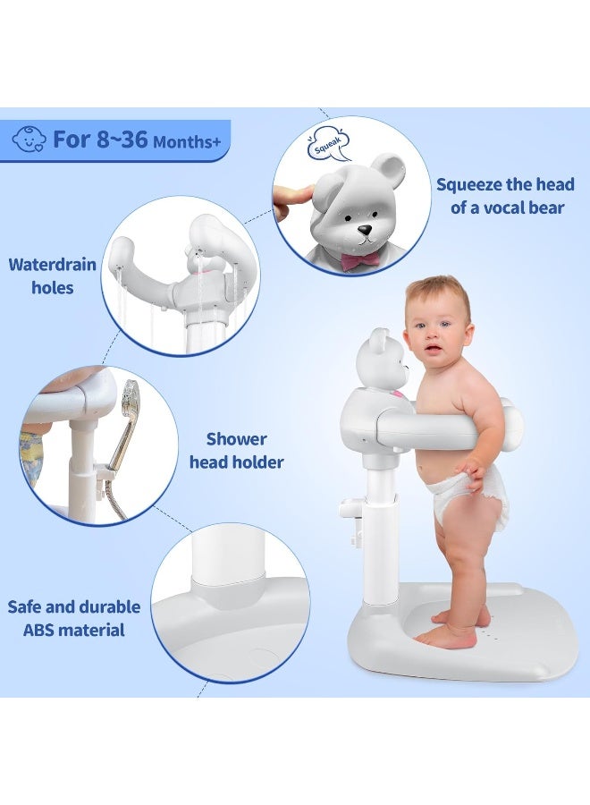 XSMNER Adjustable Anti-Slip Baby Shower Standing Support with Squeaky Bear - Image 4