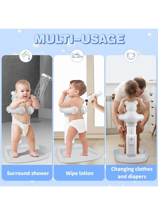 XSMNER Adjustable Anti-Slip Baby Shower Standing Support with Squeaky Bear - Image 5