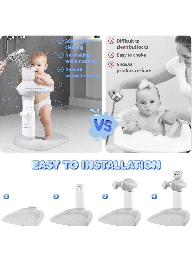 XSMNER Adjustable Anti-Slip Baby Shower Standing Support with Squeaky Bear - Image 3
