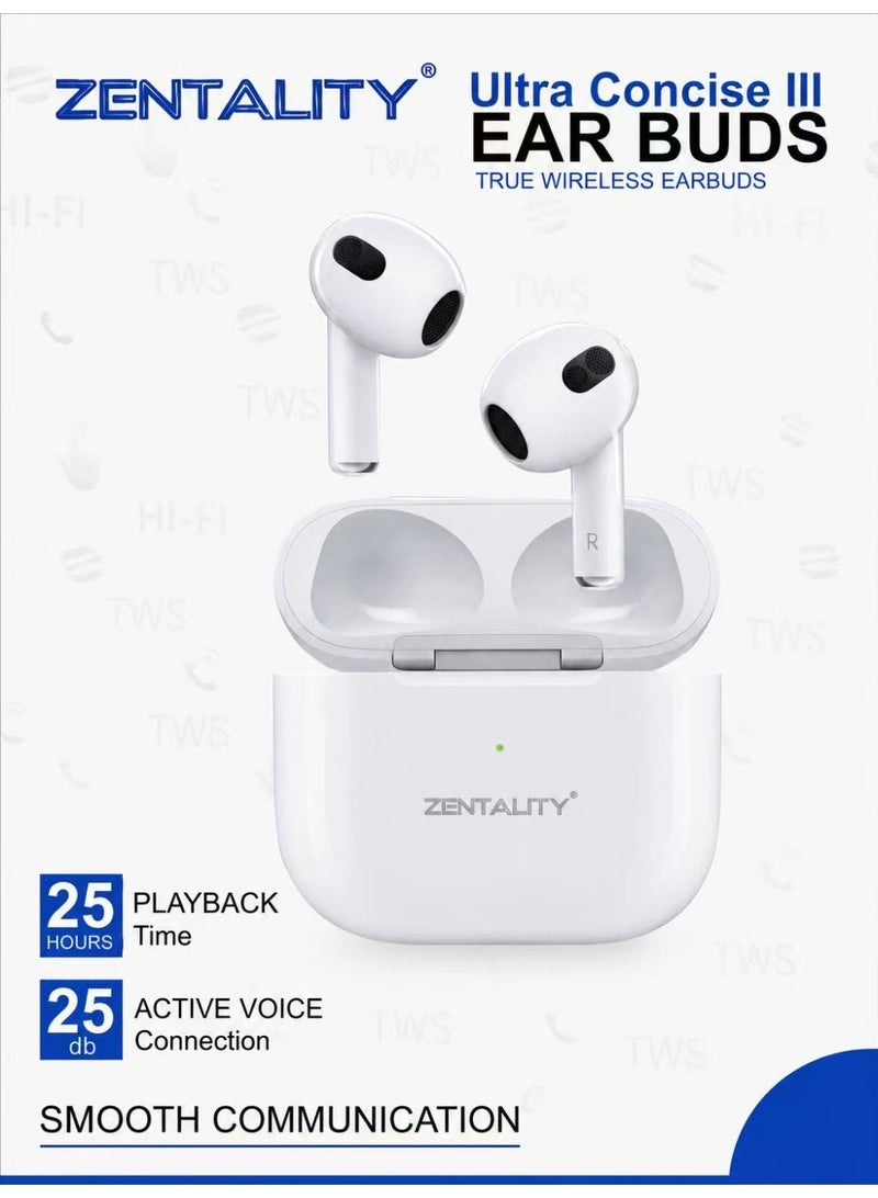 True Wireless Earpods Ultra Concise III Zentality E-28 - White