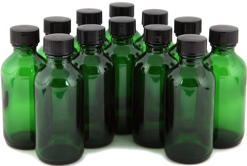Vivaplex  12  Green  2 oz Glass Bottles  with Lids - Image 1