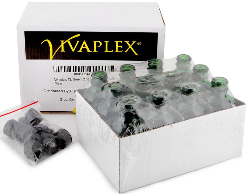 Vivaplex  12  Green  2 oz Glass Bottles  with Lids - Image 3