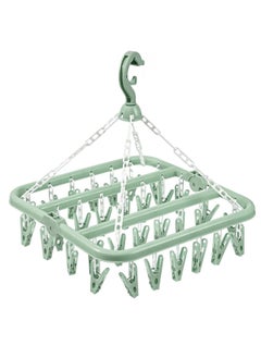sokany Sock Airer with 32 Clips, Indoor and Outdoor Clothes Hanging Airer, Folding Rotary Clothes Airer for Socks, Underwear and Small Clothes (Green)  - Image 1
