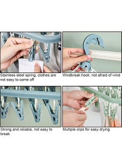 sokany Sock Airer with 32 Clips, Indoor and Outdoor Clothes Hanging Airer, Folding Rotary Clothes Airer for Socks, Underwear and Small Clothes (Green)  - Image 4