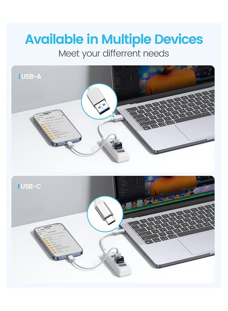 كابتن تيك USB C Hub 4 Ports USB 3.1 Type C to USB 3.0 Hub Adapter, USB Splitter for Laptop, Mobile Phone, Tablet with 0.5ft Cable, Compatible with Mac OS 10.X and Above, Linux, Android-White - Image 5