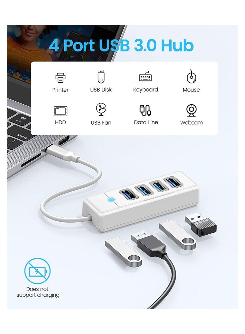 كابتن تيك USB C Hub 4 Ports USB 3.1 Type C to USB 3.0 Hub Adapter, USB Splitter for Laptop, Mobile Phone, Tablet with 0.5ft Cable, Compatible with Mac OS 10.X and Above, Linux, Android-White - Image 2