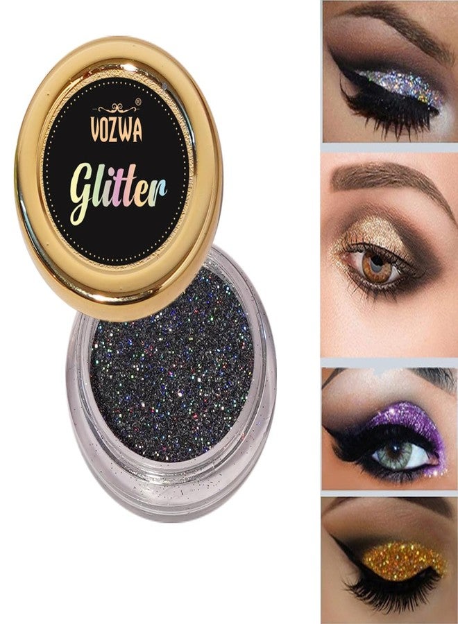 Vozwa Black Beauty Eyeshadow Chunky Glitter and Holographic Grey Eye Glitter - Image 3