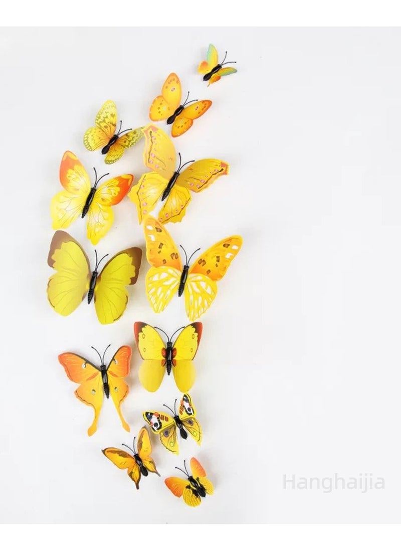 Hanghaijia 12 PCS 3D Simulation Butterfly Wall Fridge Stickers Decorations Photography Props  - Image 1