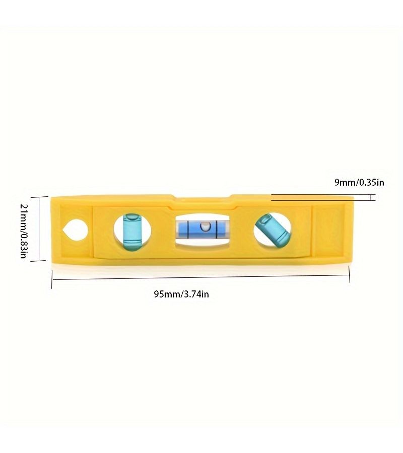 2pcs Yellow Portable Magnetic Level Durable Plastic Industrial Measuring Torpedo Bubble Balancing Tool With Lanyard For Home Office Outdoor Use - Image 4