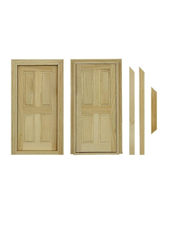 Cayway 2 PCS Dollhouse Windows 1 PCS Miniature Wooden Door112 Scale Mini Window Frame for DIY Dollhouse or Model Town Accessory - Image 4