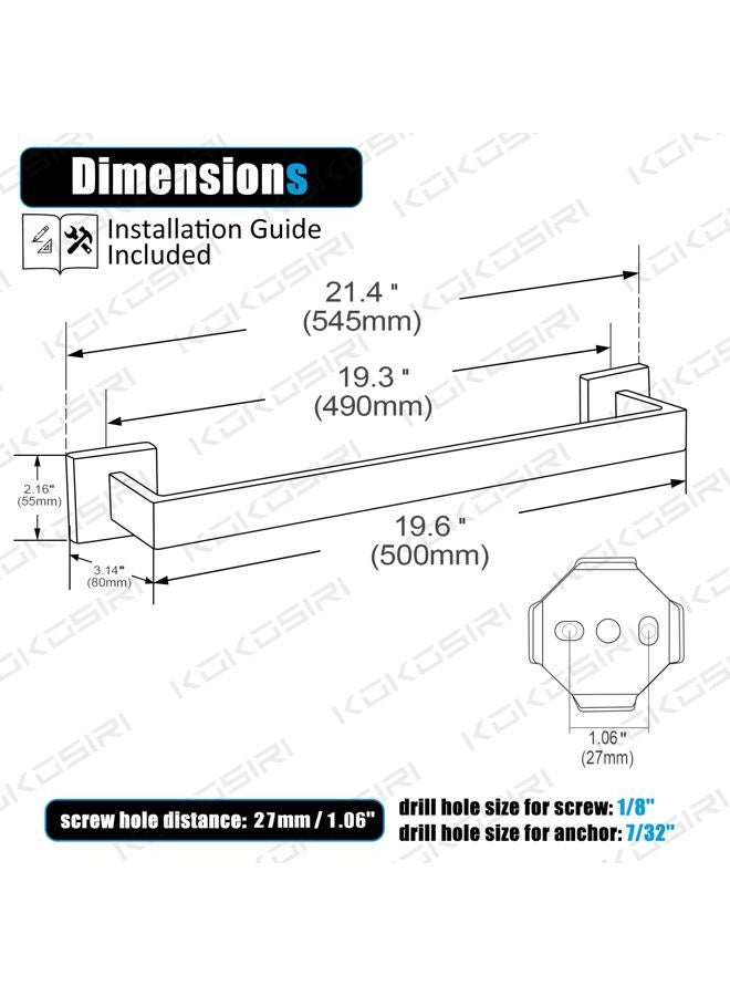 KOKOSIRI 20 Inch Towel Bar Bathroom Towel Bar Kitchen Dish Cloths Hanger Hand Towel Holder Stainless Steel Wall Mount, Brushed Gold, B4003BG-L20 - Image 2